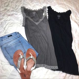 2 Old Navy long and lean lace trimmed tanks